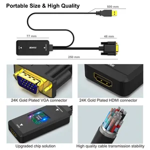 BENFEI VGA To HDMI Adapter 1080P Converter With Audio From Computer/Laptop VGA Source To HDMI TV/Monitor