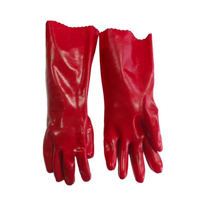 Red PVC Safety Gloves Chemical Resistant