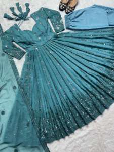 Meilleure conception de robe Anarkali avec paillettes brodées au prix de gros - Product Image 6