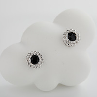 Boucles d'oreilles en argent pur S925 avec pierre d'onyx noire naturelle, pierre précieuse colorée, boucles d'oreilles en cercle torsadé pour femmes, pierres précieuses naturelles