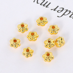 18K Gold Plated Flower Shape Spacer Beads 6mm For <b>Bracelet</b> Making Jewelry Findings <b>Copper</b> Material - Product Image 1