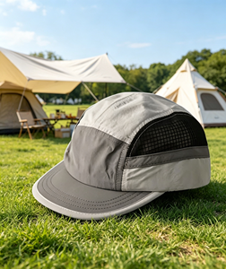 Casquette de sport légère à 5 panneaux avec logo personnalisé, séchage rapide, maille respirante, 3 tonalités, pour camping et activités de plein air - Product Image 1