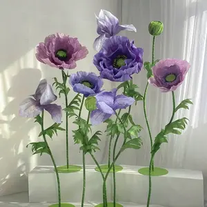 مجموعة زهور ورقية بسيطة عملاقة قائمة بذاتها من Coquelicot خلفية زهور مصنوعة يدويًا لفعاليات الزفاف عرض متجر - Product Image 3