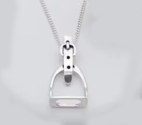 Collier Cheval Fer à Cheval Mors Simple Étrier Mors Ceinture en Argent Sterling 925 Bijoux Équestres Porte-Bonheur