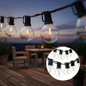 25ft 50ft G40 Shatterproof Copper Led Glass Shell IP65 Waterproof Motion Sensor <strong>Solar</strong> <strong>Powered</strong> <strong>String</strong> <strong>Light</strong> for Outdoor Christmas - Product Image 1