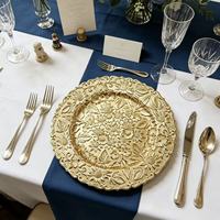 Assiette de présentation en plastique de luxe, légère, antidérapante, dorée brillante, pour hôtels, restaurants, traiteurs, événements et mariages