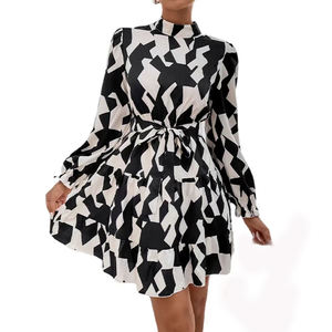 Vestido Largo Casual con Cuello en V y Cordones para Mujer, Estilo Europeo Americano, Talla XL, Nuevo para Primavera, Verano y Otoño 2025 - Product Image 3