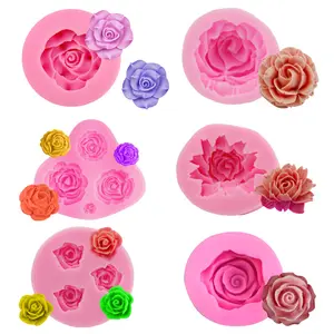 Custom Wholesale DIY 3D Rose Fondant Soap Jelly Mould Silicone Flower Rose Bloom Shape Pastry Candle Cake Silicon Mold