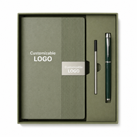 Coffret Cadeau d'Affaires avec Plaque Nominative Métallique, Carnet en Cuir PU A5, Stylo Métallique Rechargeable, Texture à Rayures Verticales, Logo Personnalisé d'Entreprise