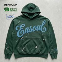 Sweat à capuche premium en chenille avec logo brodé, effet éclaboussures de peinture, délavé, vintage, épais, pour hommes, fabrication OEM