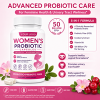 Capsules Probiotiques pour Femmes 50 Milliards de UFC Soutien à la Santé Vaginale et Urinaire Fibres Prébiotiques |   Capsules végétariennes