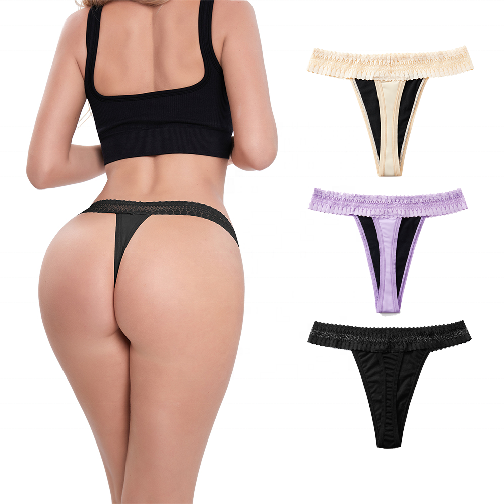 Shanhao OEM Custom Reusable Leakproof Low-Rise Solid Organic Cotton Bragas Menstrual Underwear For Thong Panties