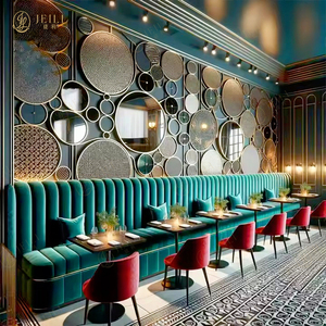 मोरेडेन स्क्वायर संगमरमर रेस्तरां टेबल और चेयर डार्क ग्रीन कॉर्नर कॉफी शॉप एक-स्टॉप डिजाइन सेवा के लिए बूथ बैठने के लिए - Product Image 1