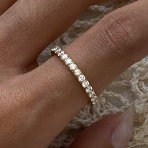 Bague Jeding pour femme en acier inoxydable électroplaqué avec zircon, style européen et américain, tendance Instagram, pour la main - Product Image 4