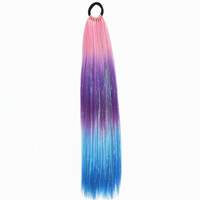 Extension de queue de cheval ombrée scintillante de 24 pouces, 100g, avec élastique, pour queue de cheval DIY colorée et étincelante