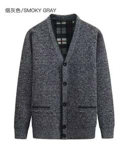 Fall Winter Knitted <strong>Jumpers</strong> <strong>V</strong> <strong>Neck</strong> Cardigan Homme Button Down Plaid Fleece Lined Sweater Jacket for <strong>Men</strong> Father Gifts - Product Image 4