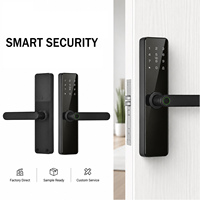 Serrure de porte intelligente en bois pour intérieur, étanche, avec empreinte digitale, WiFi Tuya, contrôle par mot de passe, carte et application, adaptée pour la maison