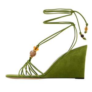 Sandalias de cuña metálicas doradas para mujer al por mayor, con <span class=keywords><strong>tiras</strong></span>, cordones, pedrería, tacones altos, sexys, para fiesta de verano, zapatos de moda - Product Image 4