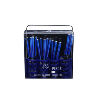Lot de 4 couverts en acier inoxydable – Couteau, fourchette, cuillère – Kit portable pour extérieur – Cadeaux promotionnels – <span class=keywords><strong>Vaisselle</strong></span> de table - Product Image 5