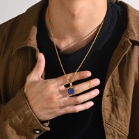 Colliers pendentifs turquoise tendance, bijoux plaqués or 18 carats, acier inoxydable, coquille turquoise, colle, goutte carrée, collier pour homme