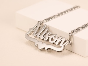 Thanh Nguyên Tùy Chỉnh Cá Nhân Mạ Vàng Thép Không Gỉ Đôi Đồng Bằng Tên Cá Nhân <span class=keywords><strong>Figaro</strong></span> Liên Kết Chuỗi Vòng Cổ Trang Sức - Product Image 5