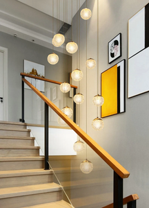 <span class=keywords><strong>Suspension</strong></span> moderne de style nordique avec cadre en laiton et <span class=keywords><strong>verre</strong></span> sphérique, réglable, pour escalier, hôtel, luminaire décoratif - Product Image 6
