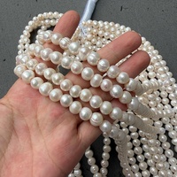 Perles d'eau douce presque rondes de 9-10 mm avec de grands trous d'une ouverture de 2,5 mm, naturelles, non nucléées, d'environ 36 cm de long avec 42 perles