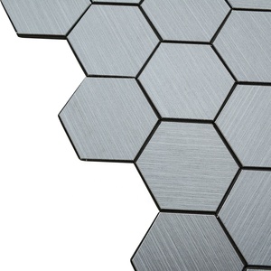 Foshan Factory Grey Hexagon Brushed Aluminum Peel and Stick Mosaic <b>Tile</b> for Wall Decoration - Product Image 5