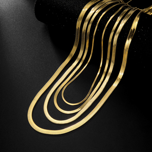 Collar Unisex de Cadena de Eslabones Estilo Espiga Clásica con Patrón de Serpiente, Chapado en Oro de 18K y Acero Inoxidable, de 3mm-6mm - Product Image 6