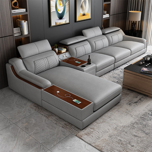 Fabrika toptan yeni tasarlanmış lüks 2 + 3 deri kesit koltuk takımı oturma odası otel veya daire mobilya için - Product Image 6