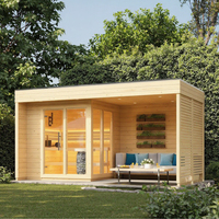 Sauna électrique moderne de luxe en bois de pin massif, type chalet triangulaire, 12 kW, avec fonction vapeur humide, panneau de commande 220 V