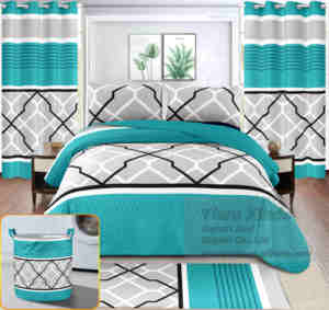 Juego de Cubrecamas de Lujo de 8 Piezas, Tamaño King, Acolchado, con Cortinas, Personalizado, 100% Algodón, Listo para Enviar - Product Image 6