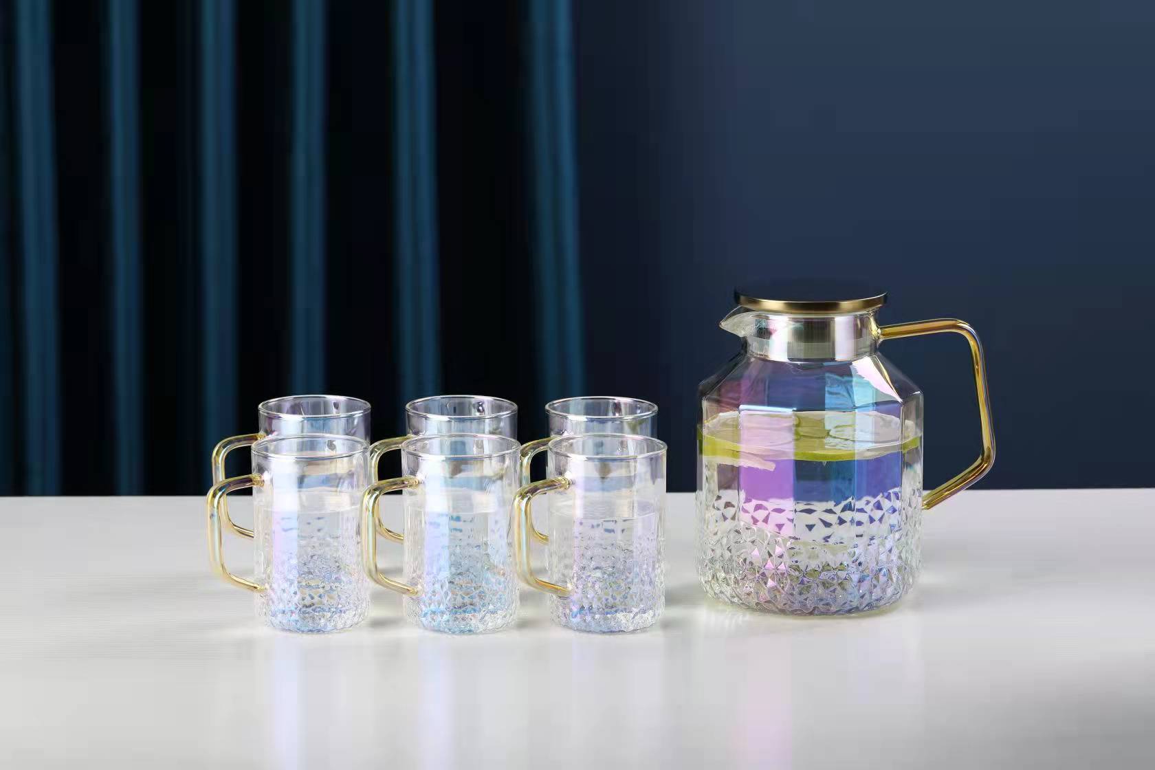 Eco-friendly borosilicate glass teapot set with handle