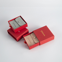 Boîtes à bijoux rectangulaires de luxe rouges en carton avec logo personnalisé, doublure en velours et tiroir, idéales pour cadeaux de mariage et de fête - Colliers et boucles d'oreilles