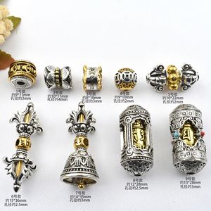 Sceptre Vajra en argent ancien bicolore à six caractères, bijou de jeu culturel avec perles, bracelet et collier Xiangyun à faire soi-même - Product Image 6