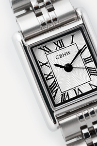 Montre-bracelet en métal carré argenté GBHW, montre à quartz élégante et luxueuse, montre analogique décontractée pour les affaires avec bracelet en acier inoxydable - Product Image 6