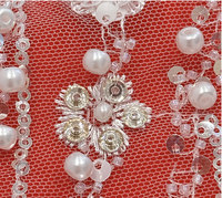 Luxe 3D mariée dentelle tissu Floral clairon perle broderie élégant paillettes perlé dentelle tissu pour robe de mariée