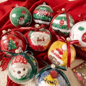 Chaussettes <span class=keywords><strong>de</strong></span> <span class=keywords><strong>Noël</strong></span> en fourrure avec boules décoratives transparentes, chaussettes décoratives en fourrure douce pour arbre <span class=keywords><strong>de</strong></span> <span class=keywords><strong>Noël</strong></span>, ensemble <span class=keywords><strong>de</strong></span> chaussettes pour emballage cadeau DIY - Product Image 2