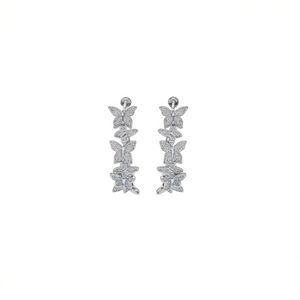 Orecchini Pendenti a Farfalla in Oro Bianco E3462 con Diamanti Taglio Brillante Rotondo, Micro Incastonatura, Gioielli di Lusso da Sposa per Donna - Product Image 1