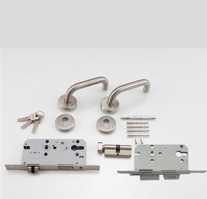 Serrure de <span class=keywords><strong>porte</strong></span> coupe-feu 2026 avec poignées et loquets en acier inoxydable, corps de serrure 55-72, blocs de retenue et charnières - Product Image 2