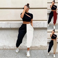 Pantalons décontractés personnalisés pour femmes pantalons de survêtement femmes Logo personnalisé blanc et noir pantalons longs cordon automne survêtement randonnée Sport bas