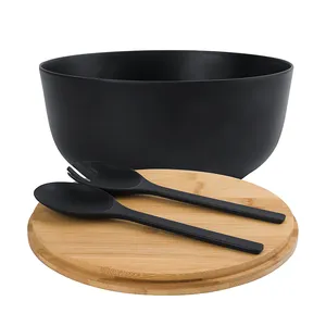 Popular In USA Eco Bamboo Fiber Melamine Mixing Salad Bowl Set Bamboo Fiber Salad Bowl 9.8 Inch Large Mixed Eco Salad Bowl Set