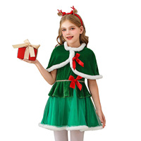 Costume de Noël unisexe pour bébés et tout-petits, robe de Père Noël, cape, bandeau renne, tutu en velours, tenue de fête de Noël, cosplay
