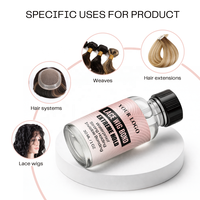 Colle pour perruque en dentelle à logo personnalisé en gros, colle pour perruque à tenue ultra forte, colle pour dentelle imperméable, flacon en verre de 30 ml, colle transparente pour dentelle de perruque