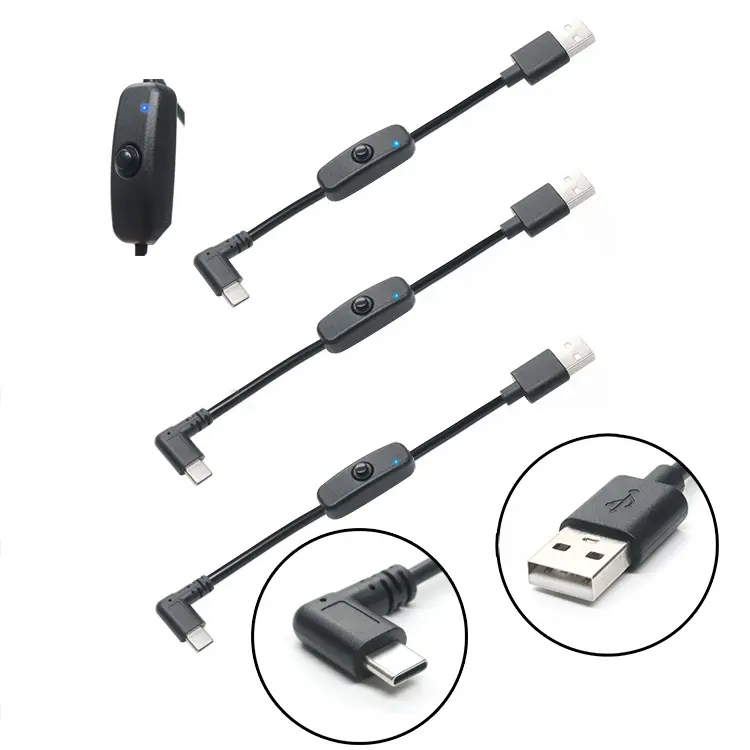Electop USB A To USB Type C Fast Charge Cable With ON/Off Switch Compatible With Raspberry Pi 4 B USB Desk Lamp/Fan