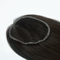 Topper capillaire intégré en filet 6x6 pouces, entièrement noué à la main, à clipser, densité 130%, cheveux humains, couverture naturelle du cuir chevelu