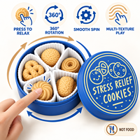 Nouveau Jouet Fidget Toupie Jaune en Forme de Bouton de Biscuit avec Fausse Boîte à Biscuits, Petit Cadeau, Ornement de Bureau