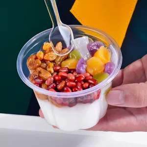 Clear Plastic Dessert Yogurt Parfait Cups With Dome Lids Banana Pudding Cups PET Disposable Fruit Ice Cream Cups