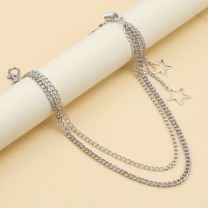 Chaîne de taille Yueli Star Pendant double couche double anneau en alliage de zinc, style Hip Hop, pour usage quotidien - Product Image 4