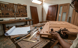 Puerta de Madera Sólida Meranti de Alta Calidad, Puerta Interior y Exterior con Acabado Liso, Tamaño Personalizado, Marco Resistente y Duradero, Diseño Moderno - Product Image 5